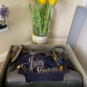 Authentic-Juicy Couture Velour blue with Rose.